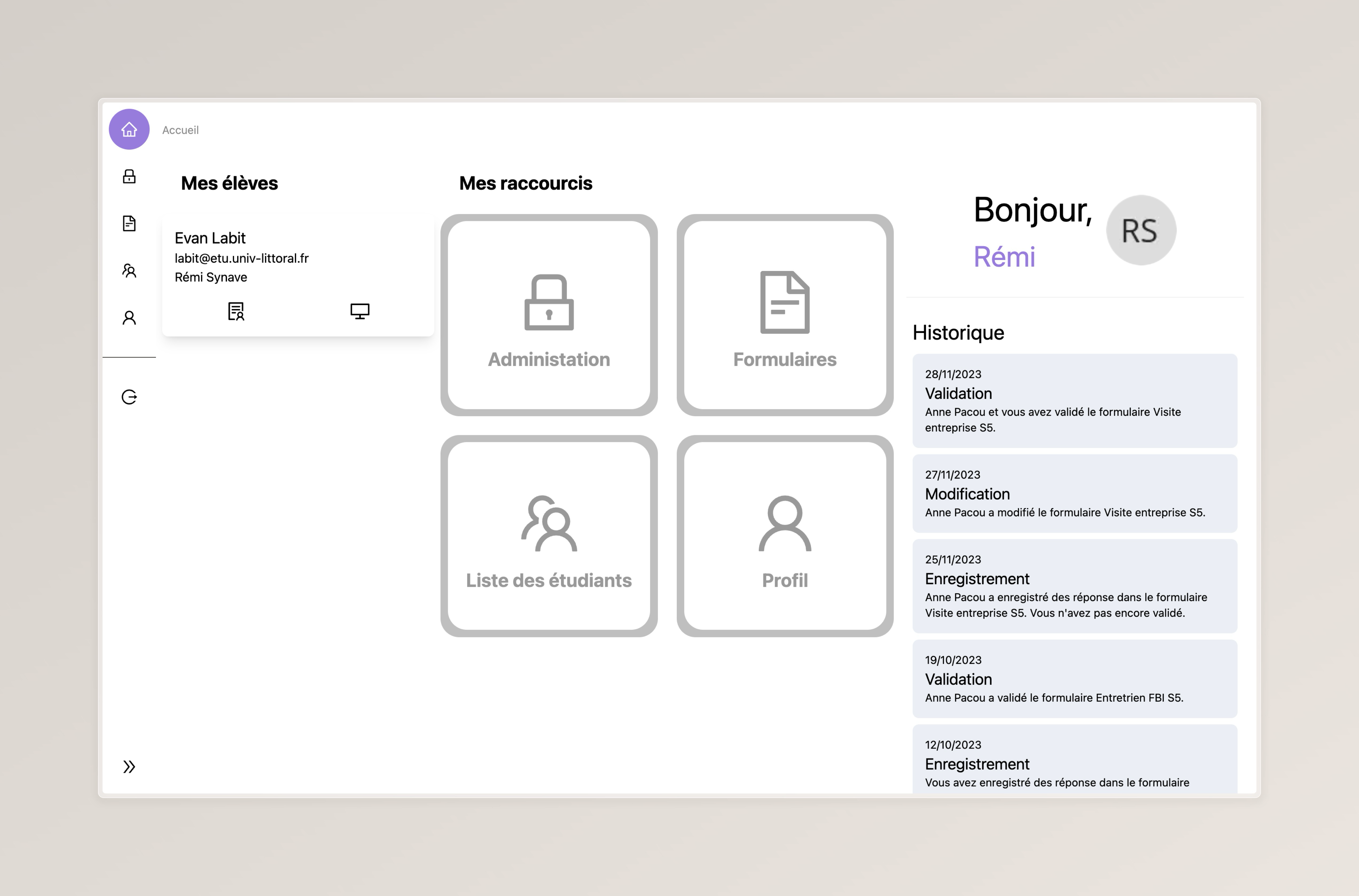 Tutor dashboard page